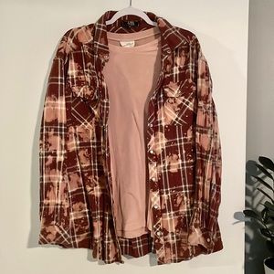 L&B (lucky & blessed) 2pc distressed/bleached pink shirt set